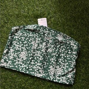 💚 Strapless Floral Tube Top – Size M